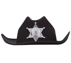 Cappello Nero da Sceriffo Accessorio Western Travestimento Carnevale Feste in Maschera - 13563