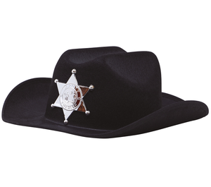 Cappello Nero da Sceriffo Accessorio Western Travestimento Carnevale Feste in Maschera - 13563