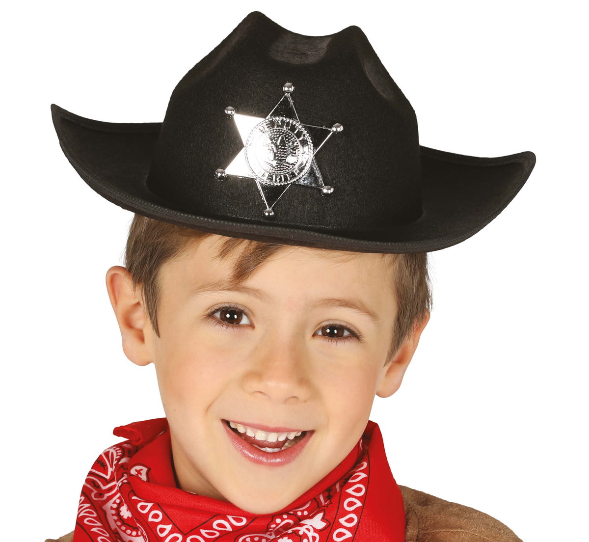 Cappello Nero da Sceriffo Accessorio Western Travestimento Carnevale Feste in Maschera - 13563