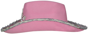 Cappello Rosa da Cowgirl Accessorio Travestimento Cowboy Carnevale Feste in Maschera - 13582