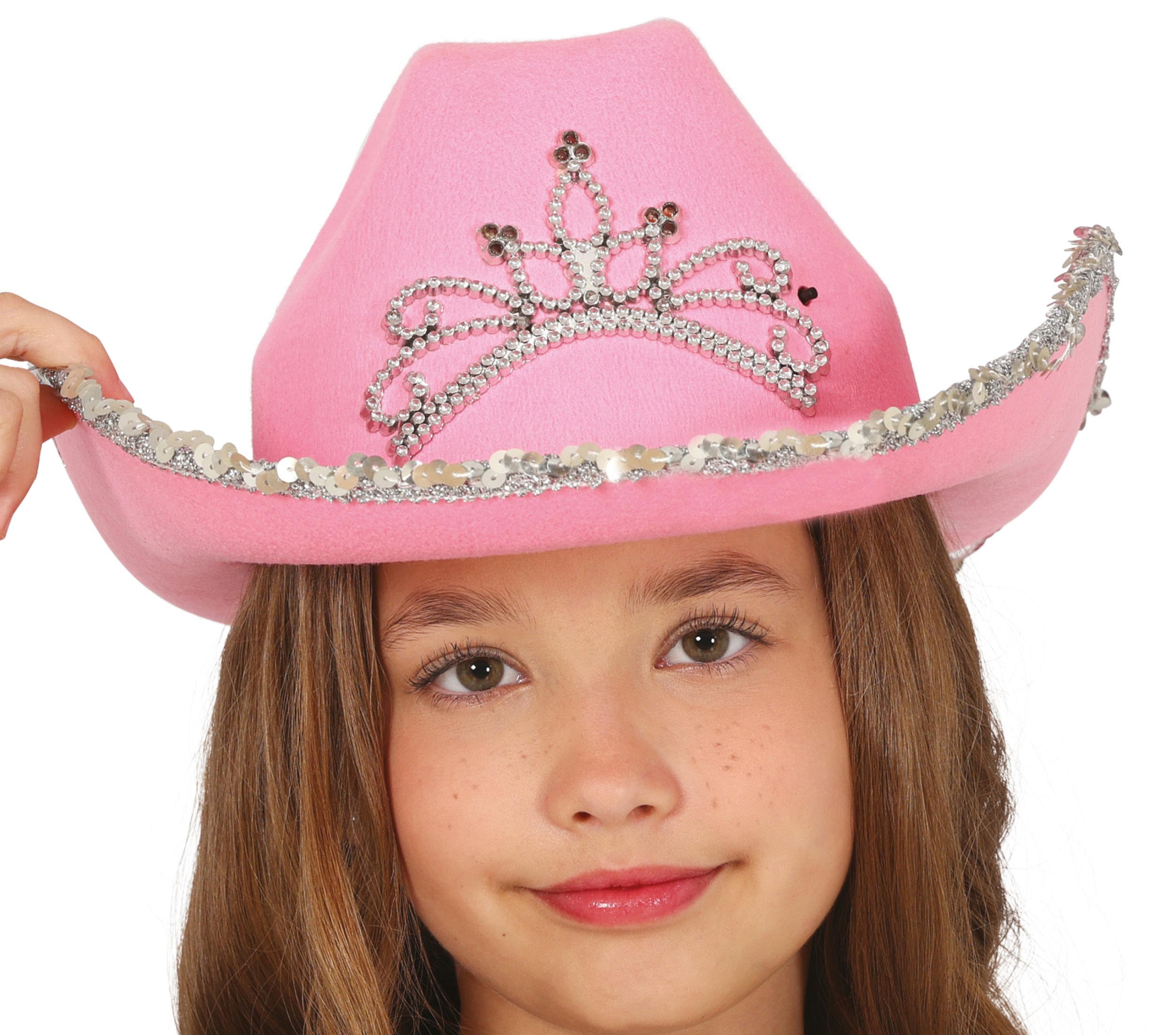 Cappello Rosa da Cowgirl Accessorio Travestimento Cowboy Carnevale Feste in Maschera - 13582