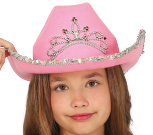 Cappello Rosa da Cowgirl Accessorio Travestimento Cowboy Carnevale Feste in Maschera - 13582