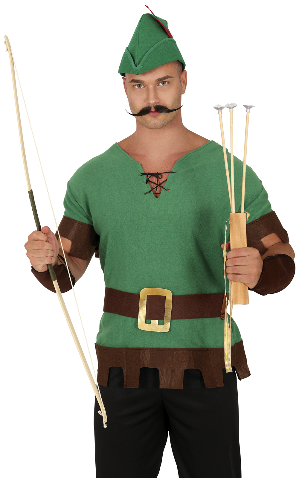 Set Arciere 105 Arco Faretra in Legno 3 Frecce Accessorio Travestimento Cosplay Carnevale - 17413