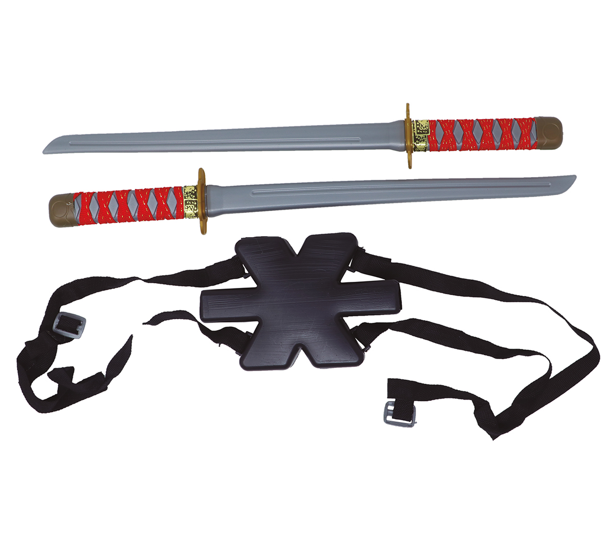 Set Due Spade Samurai Ninja 52 CM con Portaspada Accessorio Travestimento Cosplay Carnevale - 17414