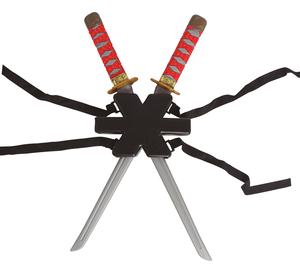 Set Due Spade Samurai Ninja 52 CM con Portaspada Accessorio Travestimento Cosplay Carnevale - 17414