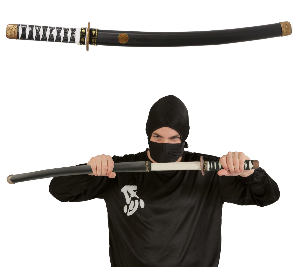 Spada Giapponese con Fodero 73 CM Accessorio Travestimento Cosplay Carnevale Ninja - 18349