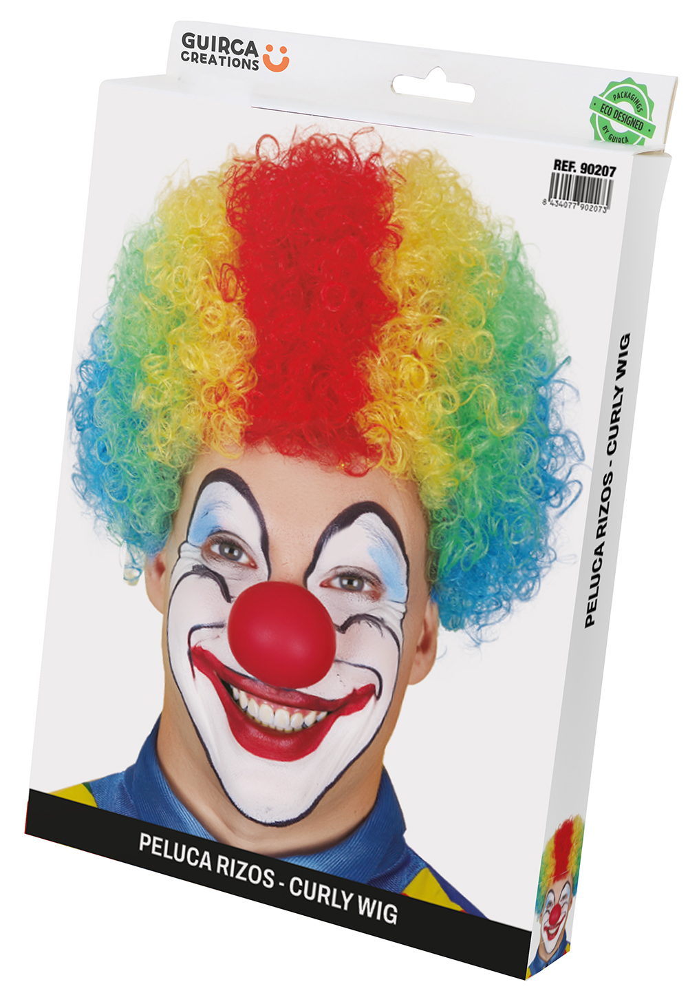 Parrucca Riccia Multicolore Accessorio Travestimento Carnevale Clown Pagliaccio - 90207