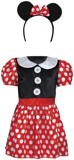 Costume Topolina Abito e Cerchietto con Orecchie Travestimento Minnie Carnevale - 8205
