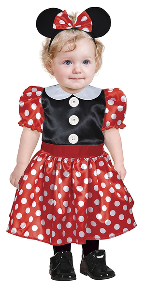 Costume Topolina Abito e Cerchietto con Orecchie Travestimento Minnie Carnevale - 8205