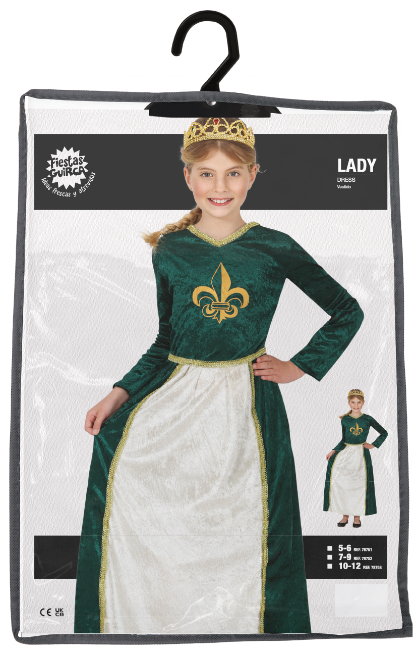 Costume Lady Abito Lungo Travestimento Carnevale Cosplay Fiona Festa in Maschera - 7875
