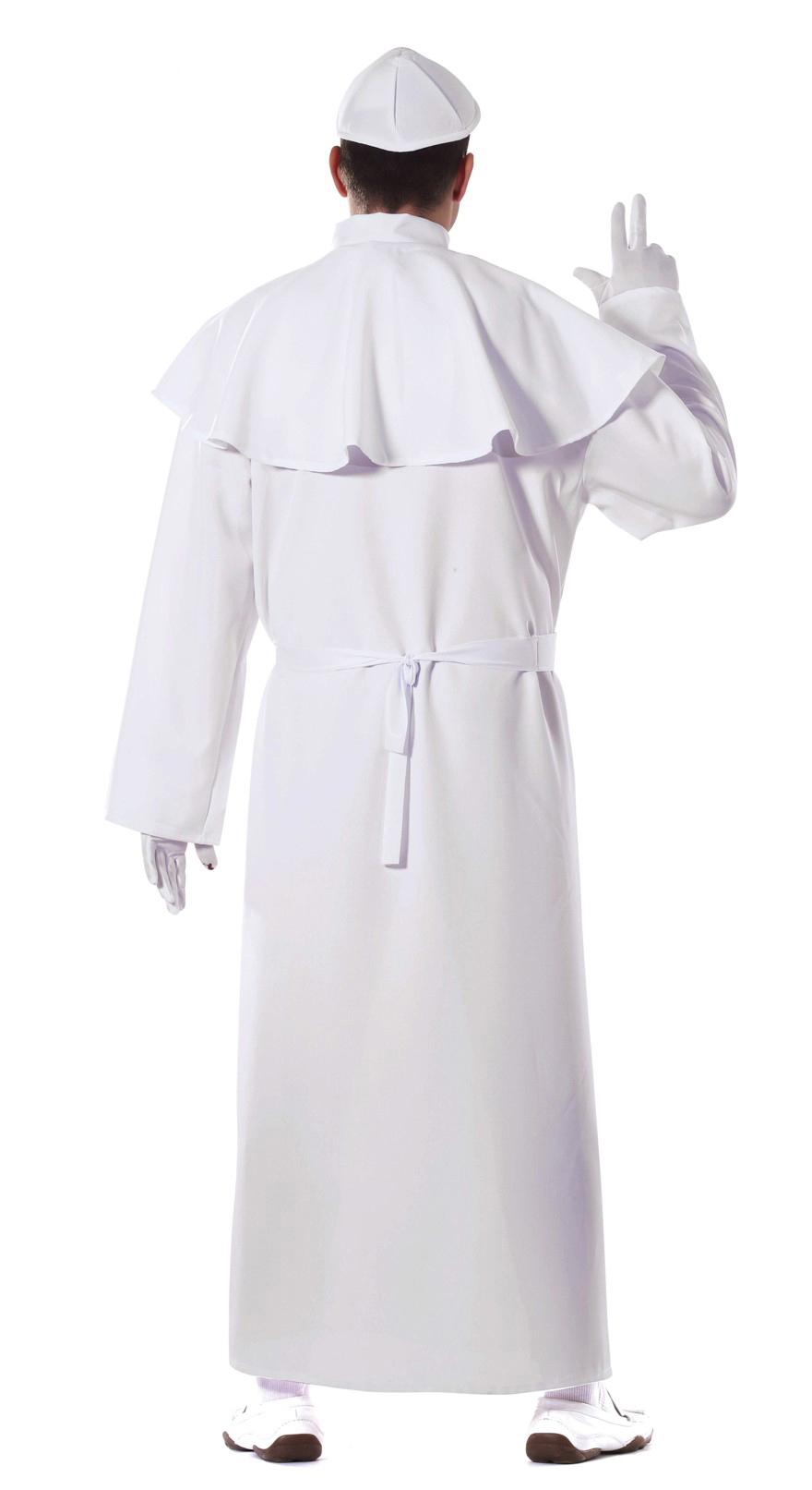 Costume da Papa Uomo Travestimento Carnevale con Sottana Mantello Zucchetto Cintura Feste a Tema - 8041