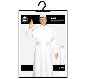 Costume da Papa Uomo Travestimento Carnevale con Sottana Mantello Zucchetto Cintura Feste a Tema - 8041