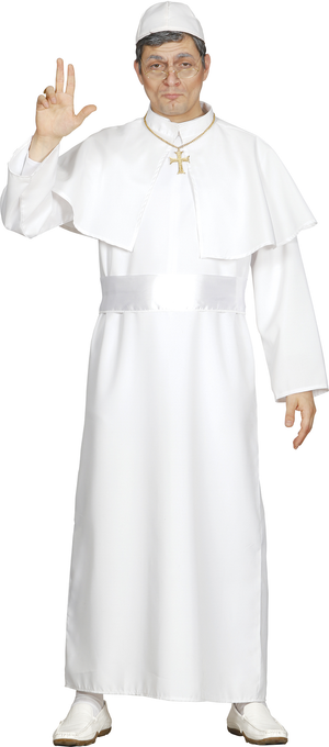 Costume da Papa Uomo Travestimento Carnevale con Sottana Mantello Zucchetto Cintura Feste a Tema - 8041