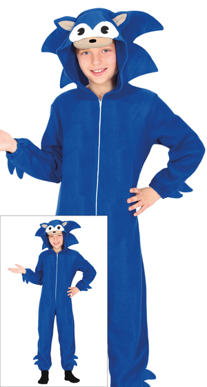 Costume da Riccio Blu Tuta con Cappuccio Travestimento Carnevale Cosplay Sonic - 8100