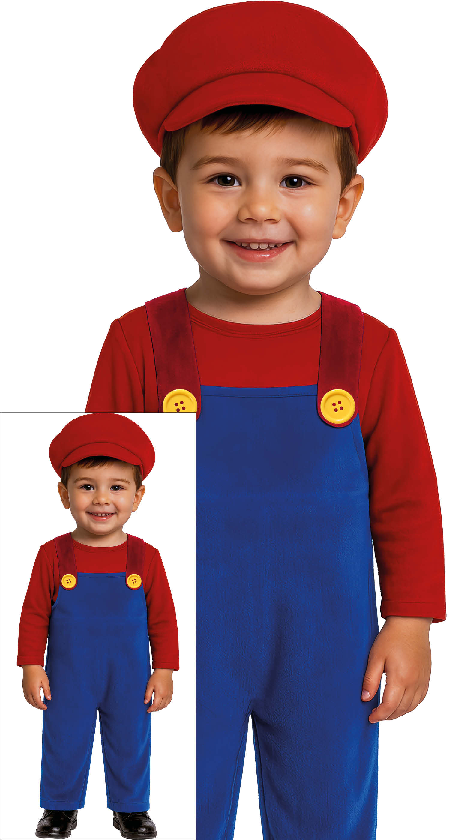 Costume da Macchinista Treno Idraulico Tuta Berretto Travestimento Carnevale Cosplay Super Mario- 8200