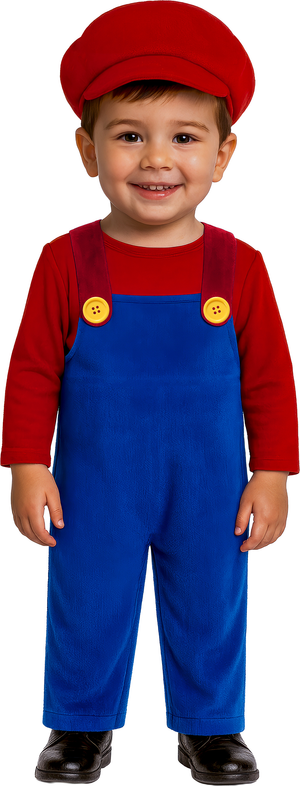 Costume da Macchinista Treno Idraulico Tuta Berretto Travestimento Carnevale Cosplay Super Mario- 8200