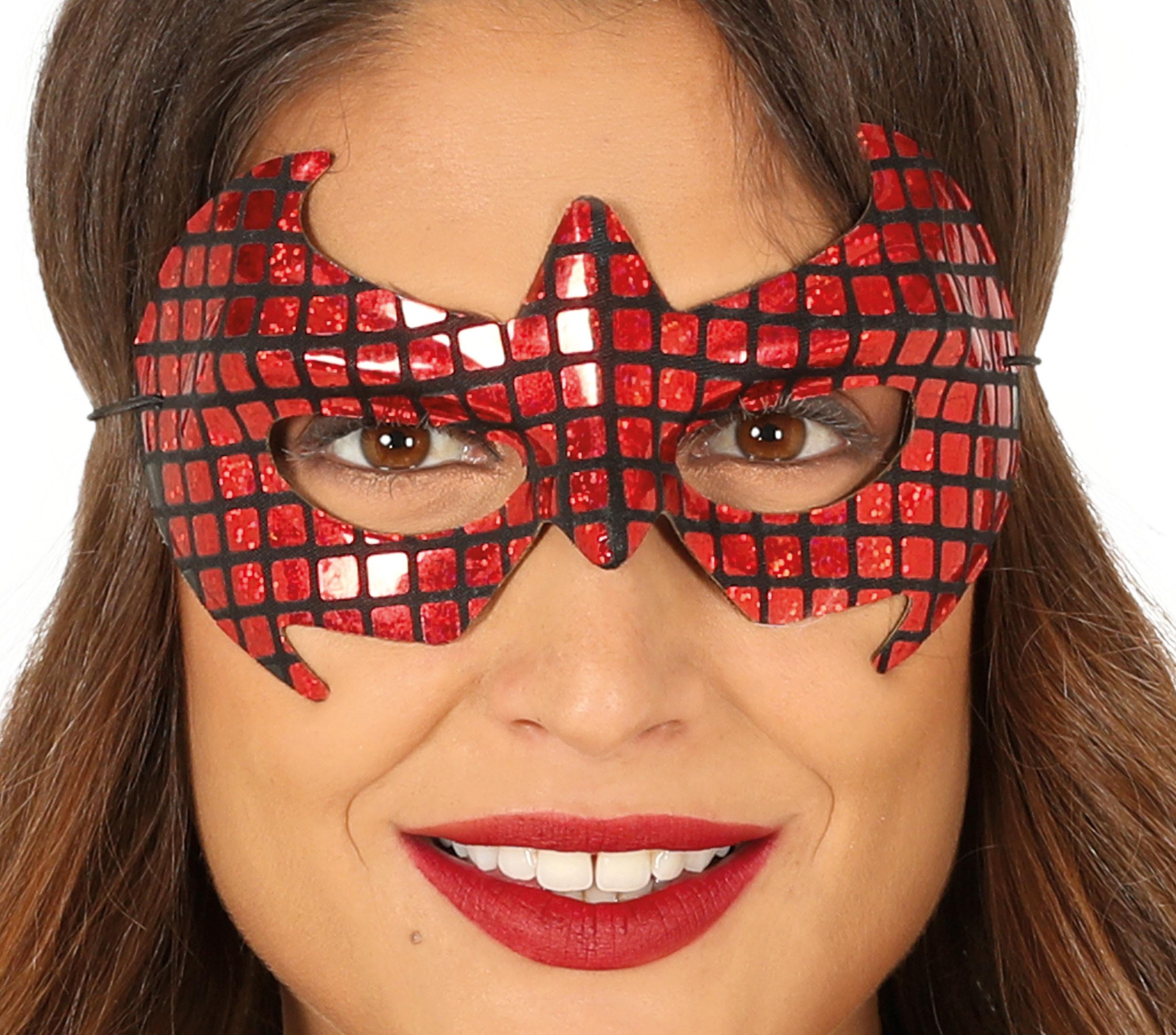 Mascherina Rossa Supereroe Donna Accessorio Travestimento Carnevale Feste a Tema - 12934