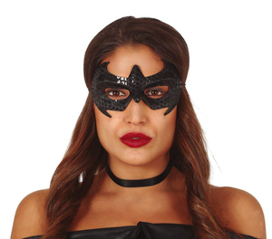 Mascherina Nera Supereroe Donna Accessorio Travestimento Carnevale Feste a Tema - 12935