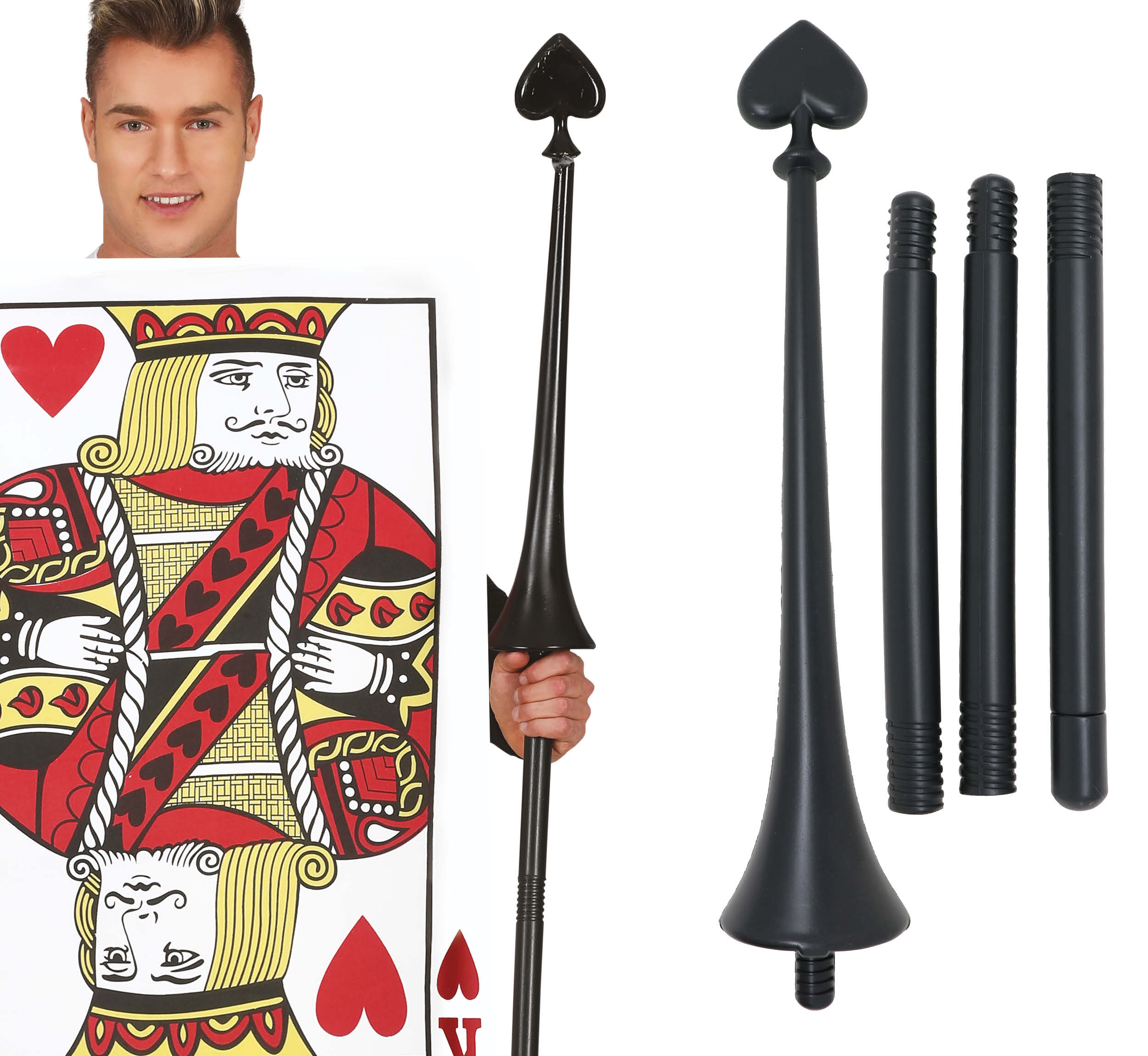 Lancia Punta con Cuore Smontabile 140 CM Accessorio Travestimento Carnevale Cosplay Soldato di Carta - 16169