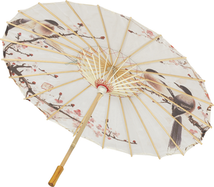 Ombrellino Parasole Giapponese Orientale in Carta con Struttura in Legno Accessorio Carnevale Cosplay - 16890