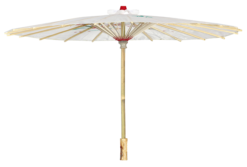 Ombrellino Parasole Giapponese Orientale in Carta con Struttura in Legno Accessorio Carnevale Cosplay - 16890