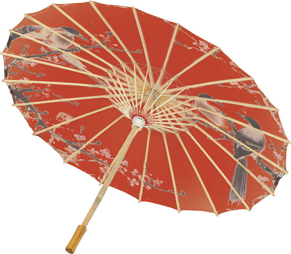 Parasole Orientale Ombrellino Giapponese in Carta con Struttura in Legno Accessorio Carnevale Cosplay - 27390