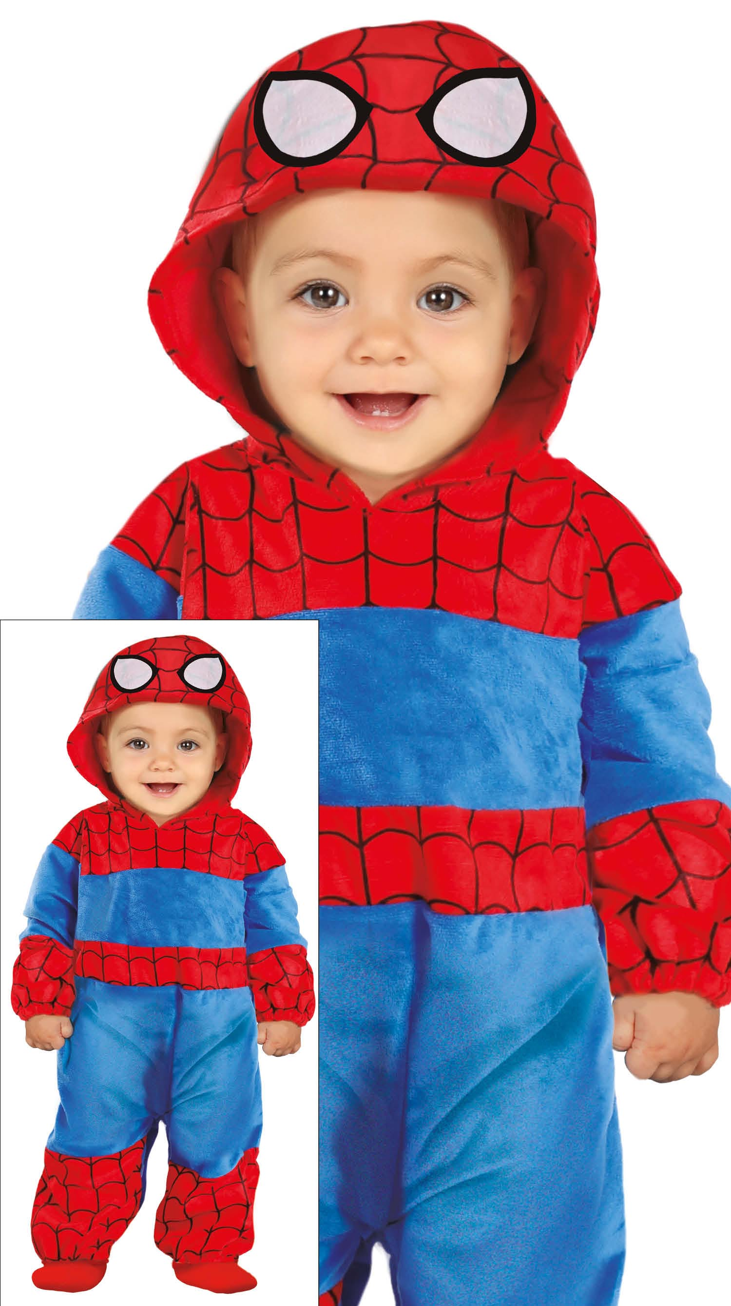 Costume Baby Eroe Tuta con Cappuccio Travestimento Carnevale Feste in Maschera Cosplay Spiderman - 7607