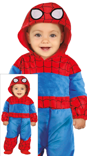 Costume Baby Eroe Tuta con Cappuccio Travestimento Carnevale Feste in Maschera Cosplay Spiderman - 7607