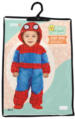 Costume Baby Eroe Tuta con Cappuccio Travestimento Carnevale Feste in Maschera Cosplay Spiderman - 7607