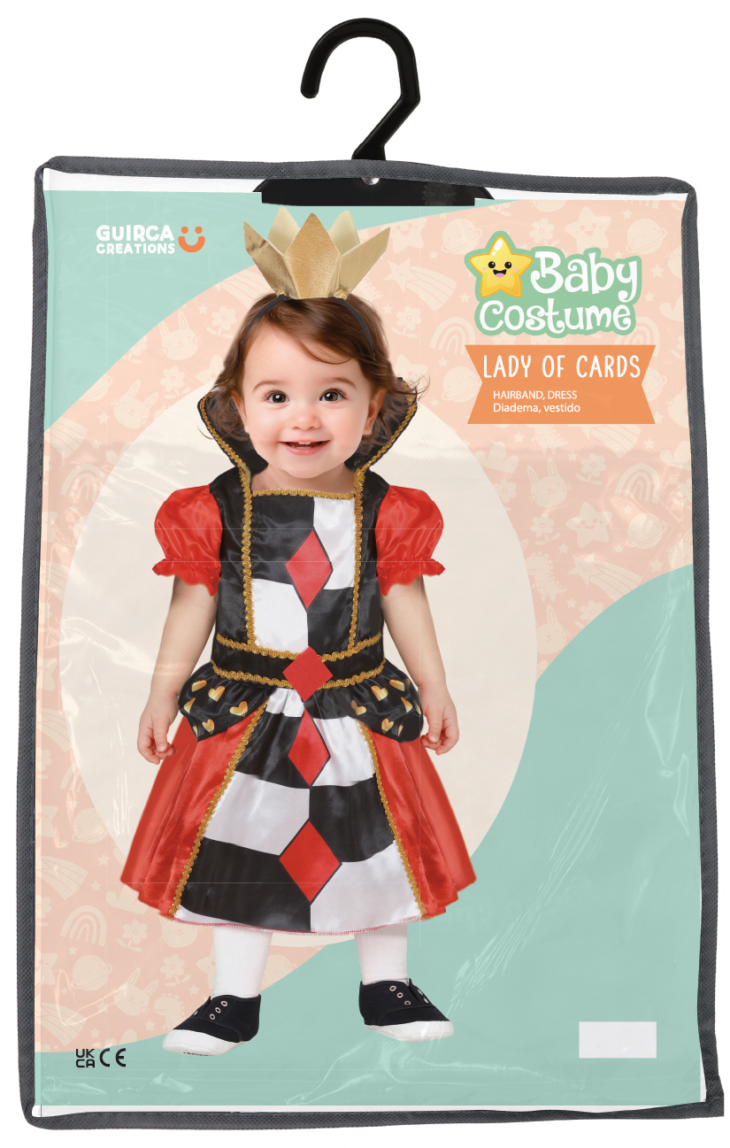 Costume Regina di Cuori Baby Abito e Cerchietto Travestimento Carnevale Feste in Maschera - 7616