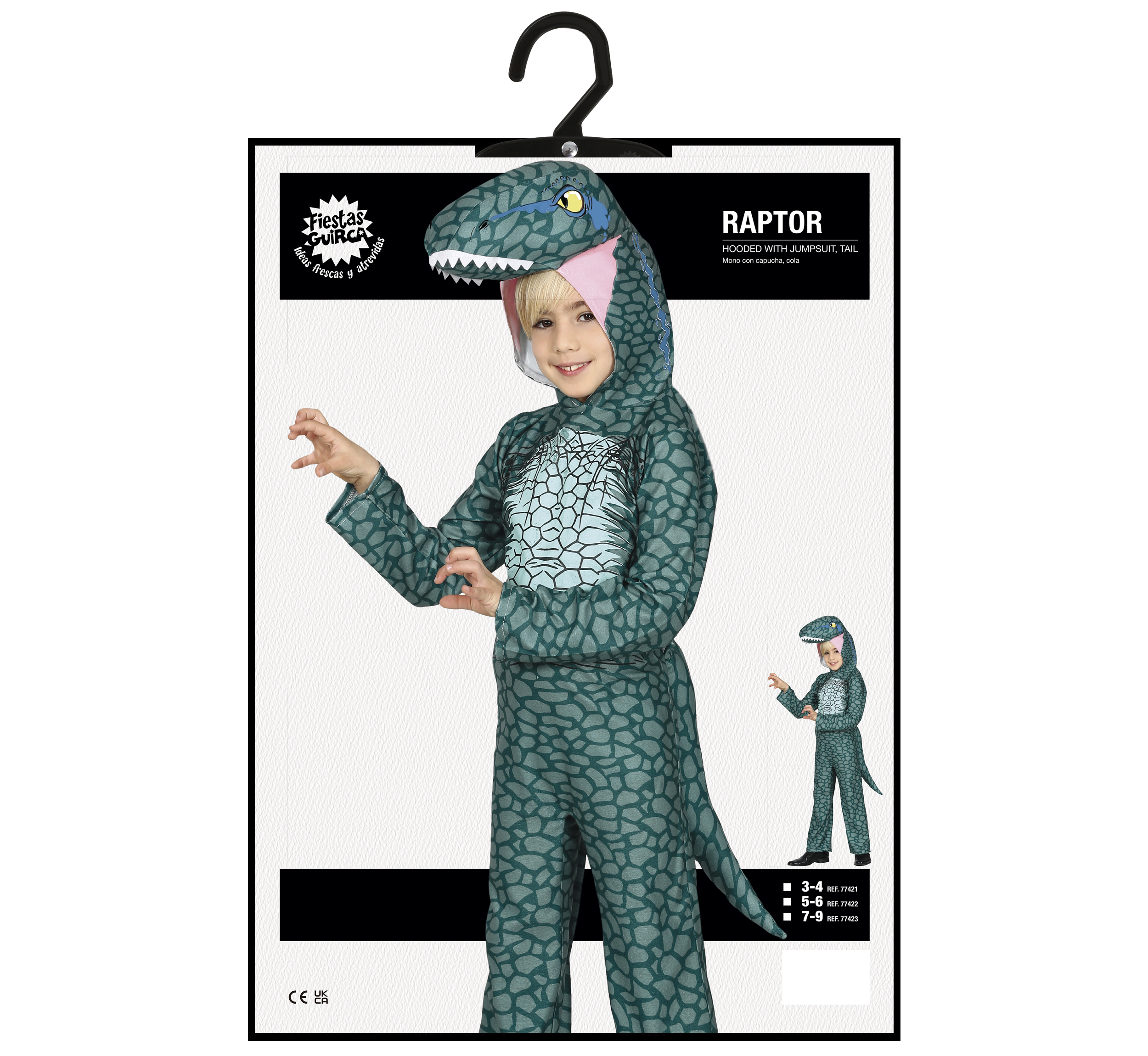 Costume Velociraptor Travestimento da Dinosauro Carnevale Cosplay Feste in Maschera - 7742