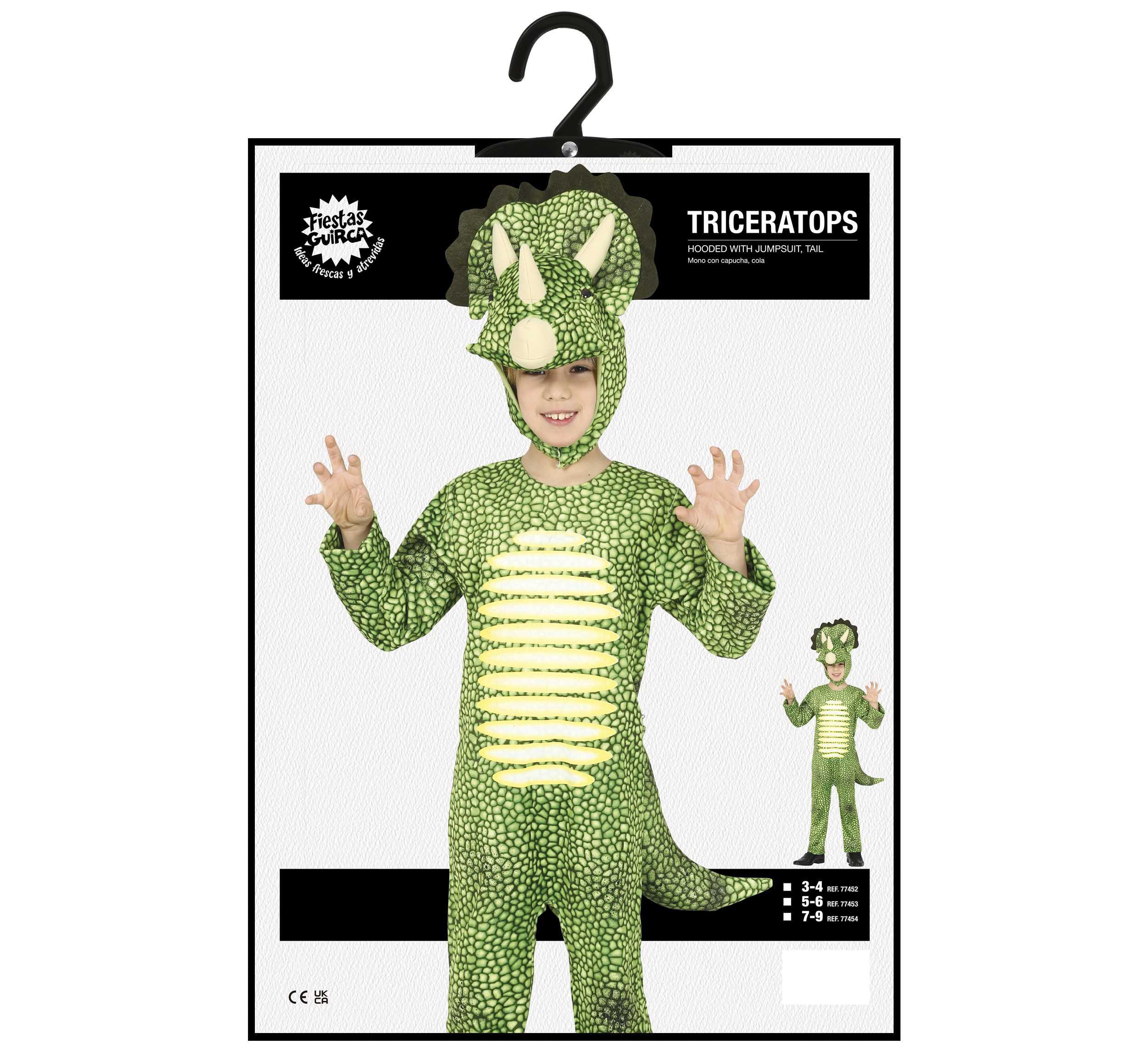 Costume Triceratopo Travestimento da Dinosauro Carnevale Cosplay Feste in Maschera - 7745