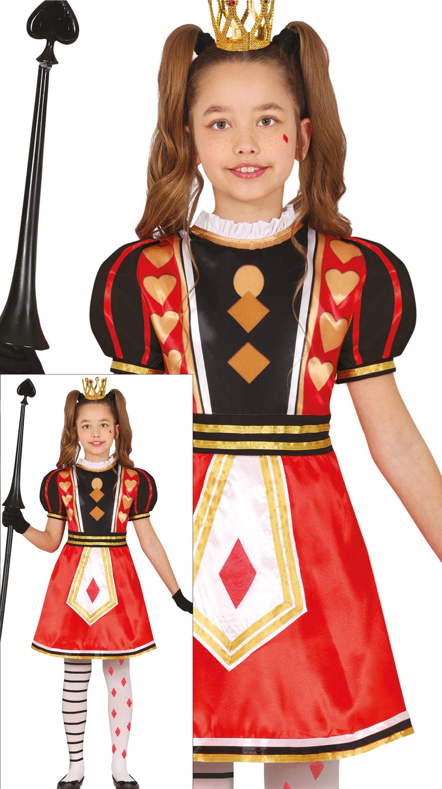 Costume Regina di Quadri Abito Travestimento Carnevale Cosplay Feste in Maschera - 7846