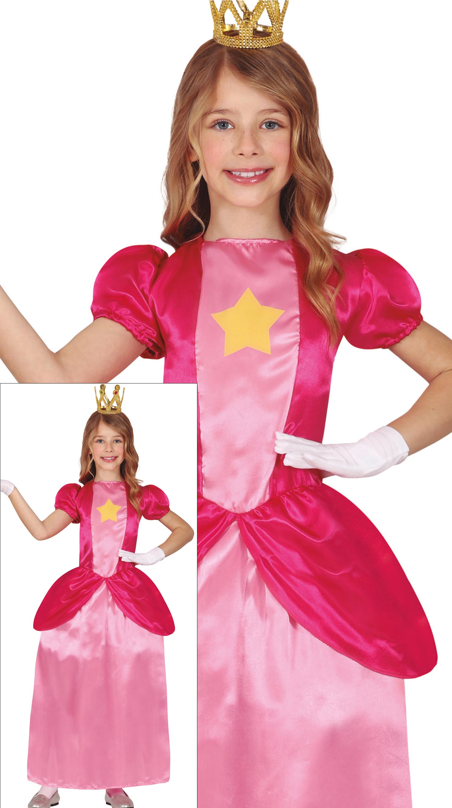 Costume Principessa Stellare Abito Travestimento Carnevale Cosplay Peach Feste in Maschera - 7847