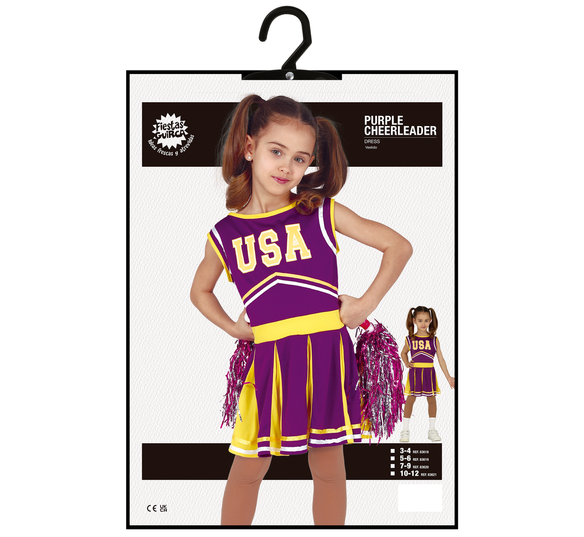 Costume Cheerleader Abito Viola Travestimento Carnevale Feste a Tema Cosplay - 8361