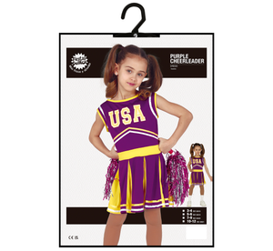 Costume Cheerleader Abito Viola Travestimento Carnevale Feste a Tema Cosplay - 8361