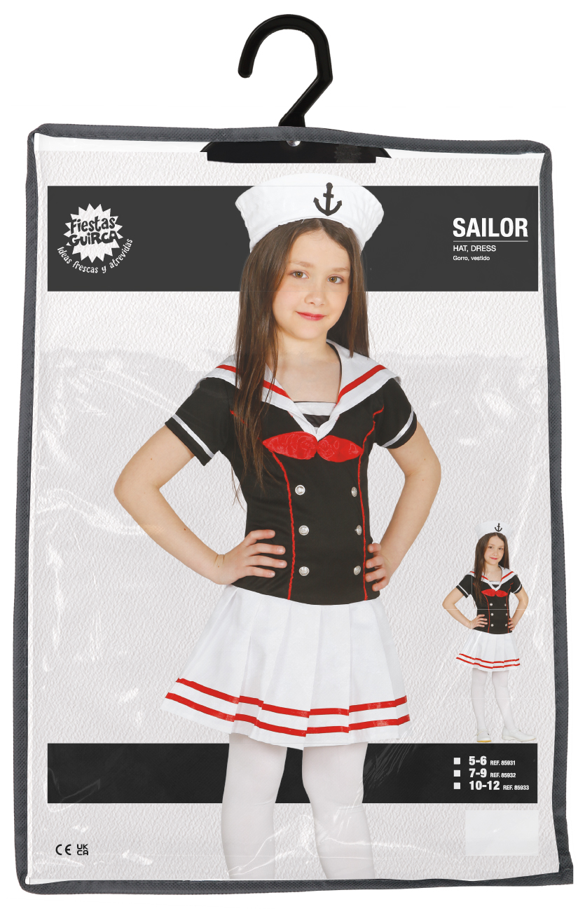 Costume Marinaretta Abito e Cappello Travestimento Carnevale Feste in Maschera Cosplay Sailor - 8593