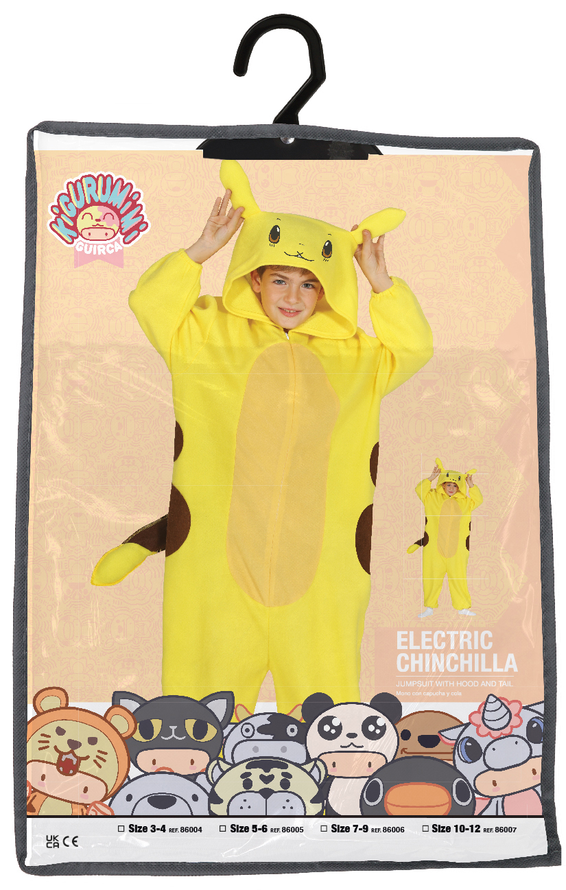 Costume Cincillà Elettrico Tuta con Cappuccio Travestimento Carnevale Feste in Maschera Cosplay Pikachu - 8600