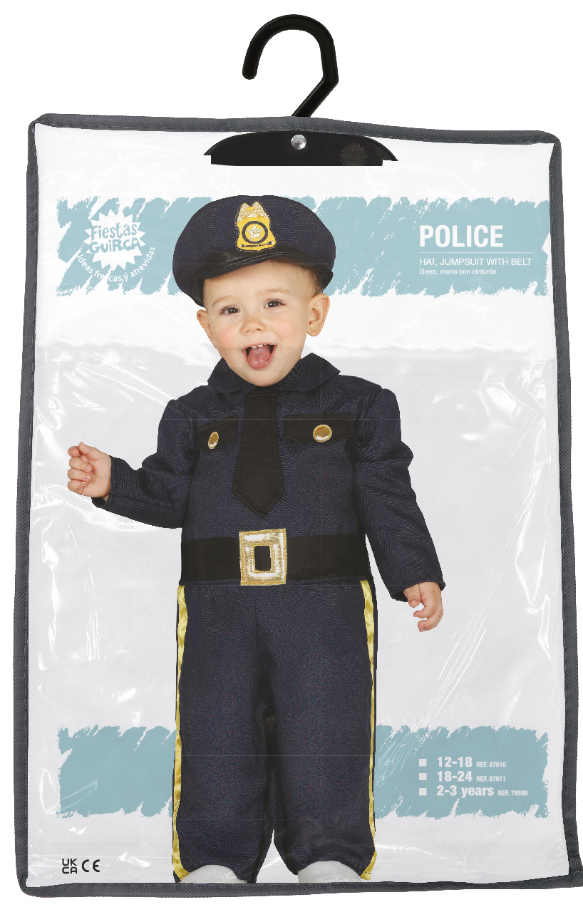 Costume Poliziotto Baby Tuta e Cappello Travestimento Carnevale Feste in Maschera Cosplay - 8761