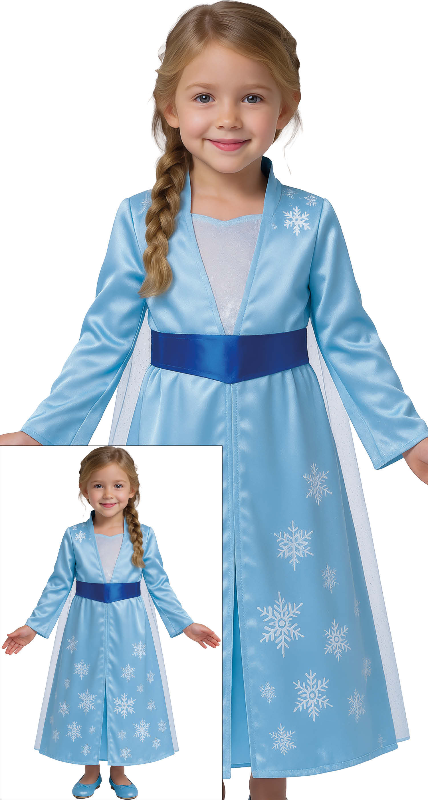 Costume Principessa Del Ghiaccio Abito e Mantello Travestimento Carnevale Feste in Maschera Cosplay Elsa Frozen - 8785