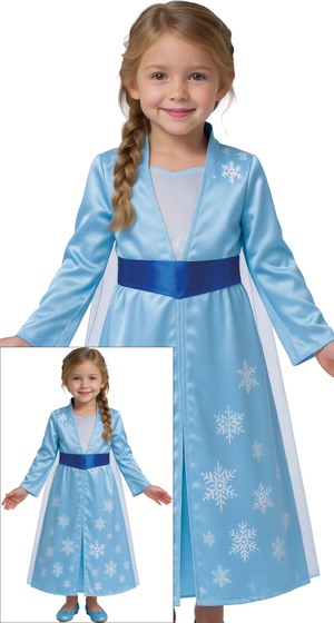 Costume Principessa Del Ghiaccio Abito e Mantello Travestimento Carnevale Feste in Maschera Cosplay Elsa Frozen - 8785
