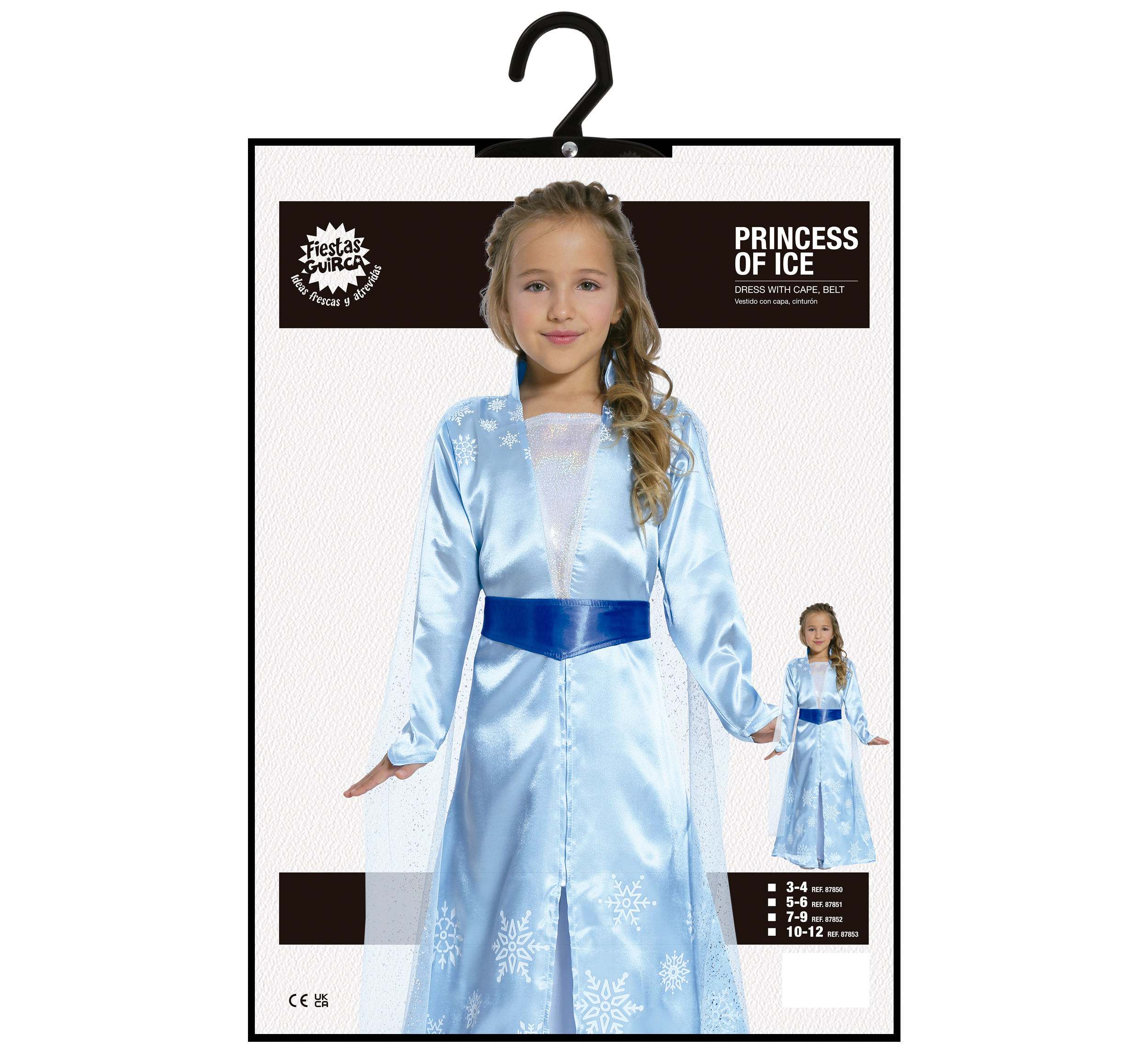 Costume Principessa Del Ghiaccio Abito e Mantello Travestimento Carnevale Feste in Maschera Cosplay Elsa Frozen - 8785