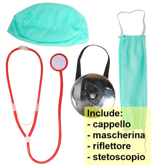 Set Travestimento Dottore 4 Pezzi Accessori Costume Carnevale Cosplay Feste a Tema - 00318