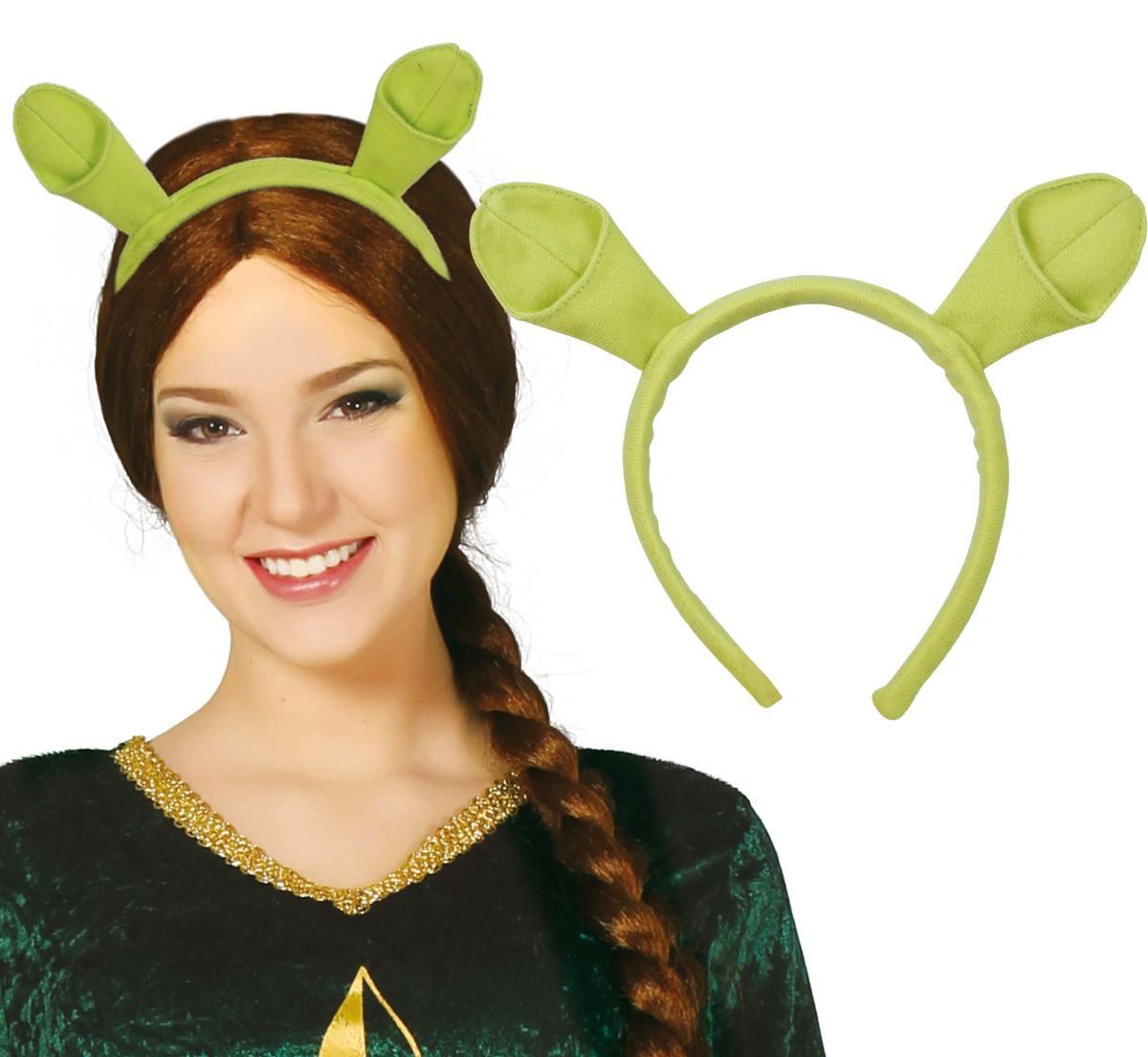 Cerchietto Orecchie Mostro Verde Accessorio Travestimento Carnevale Cosplay Fiona - 23095