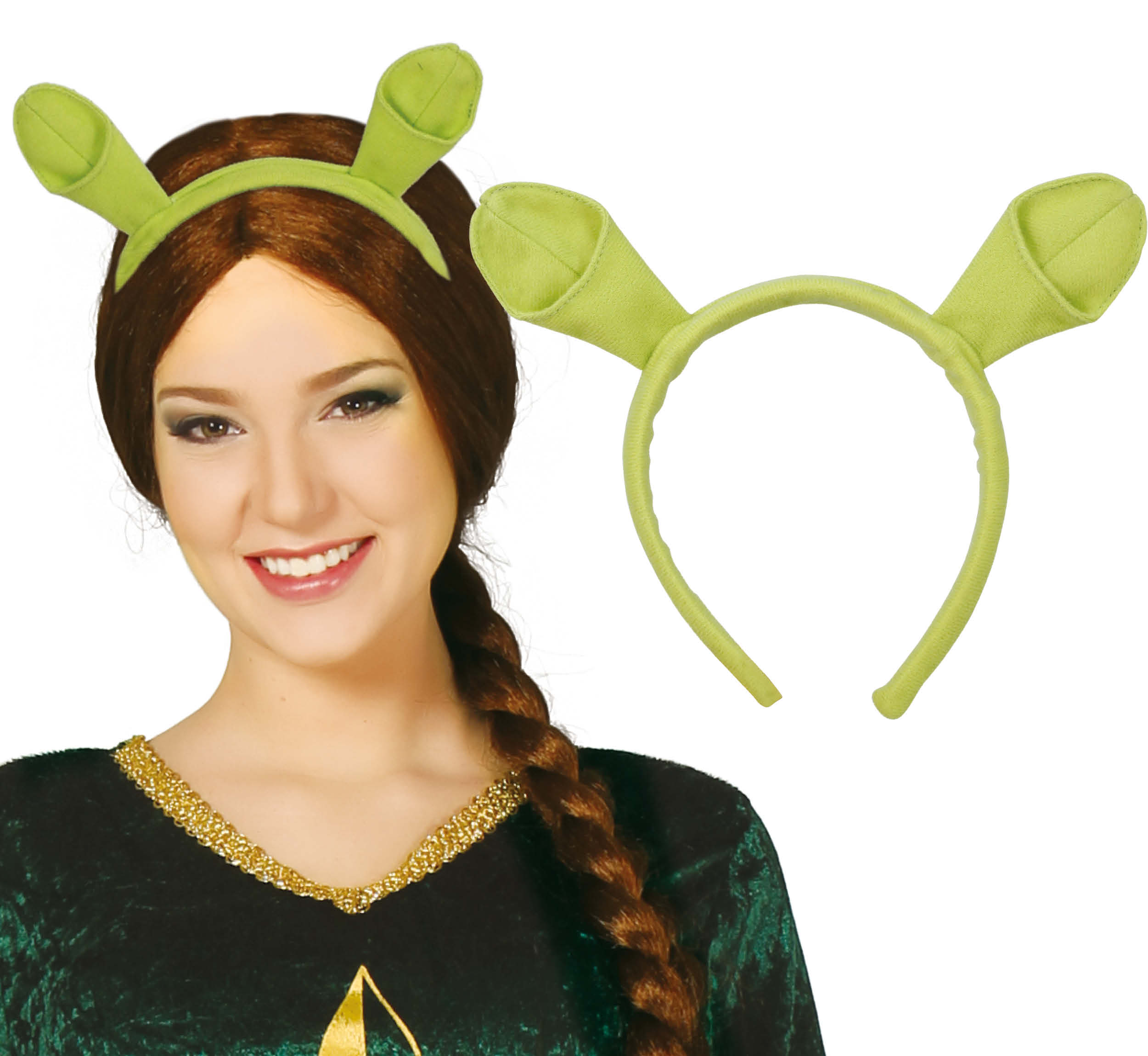 Cerchietto Orecchie Mostro Verde Accessorio Travestimento Carnevale Cosplay Fiona - 23095
