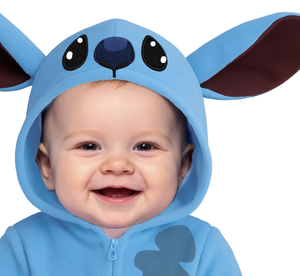 Costume Alieno Blu Tuta con Cappuccio Travestimento Carnevale Cosplay Stitch Feste in Maschera - 7620