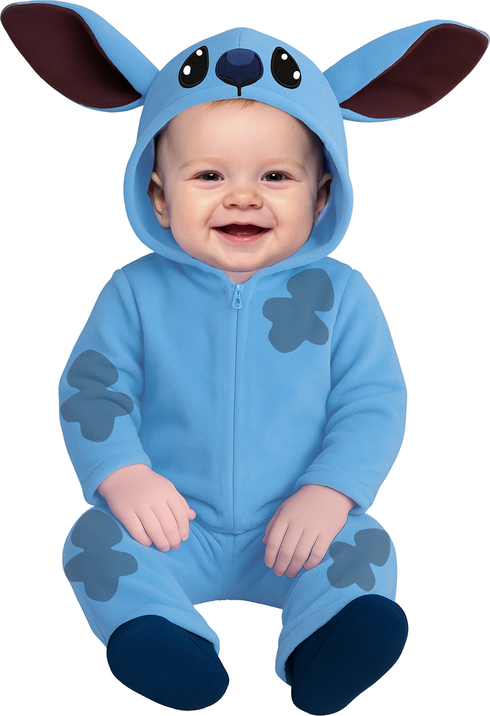 Costume Alieno Blu Tuta con Cappuccio Travestimento Carnevale Cosplay Stitch Feste in Maschera - 7620