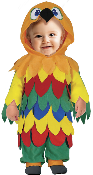 Costume Piccolo Pappagallo Tuta con Cappuccio Travestimento Carnevale Feste in Maschera - 7620