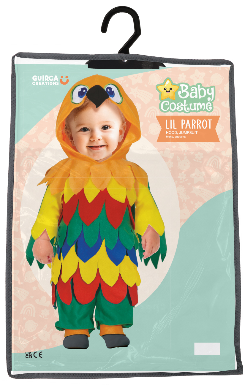 Costume Piccolo Pappagallo Tuta con Cappuccio Travestimento Carnevale Feste in Maschera - 7620