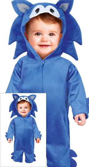Costume Riccio Blu Baby Tuta con Cappuccio Travestimento Carnevale Cosplay Sonic Feste in Maschera - 7621